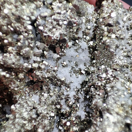 Piryt + Kryształ Górski - Bryłka Lśniących Kryształów - Peru 170g. 6,5x6cm