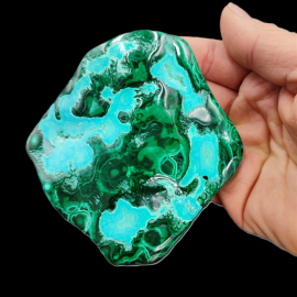 Malachit + Chryzokola Szlifowany - Wyjątkowe Wzory - 255g. 8 x 8 x 1,5 cm