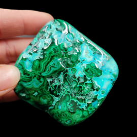 Malachit + Chryzokola - Wyjatkowe Wzory - 135g. 6 x 6 x 1,5 cm